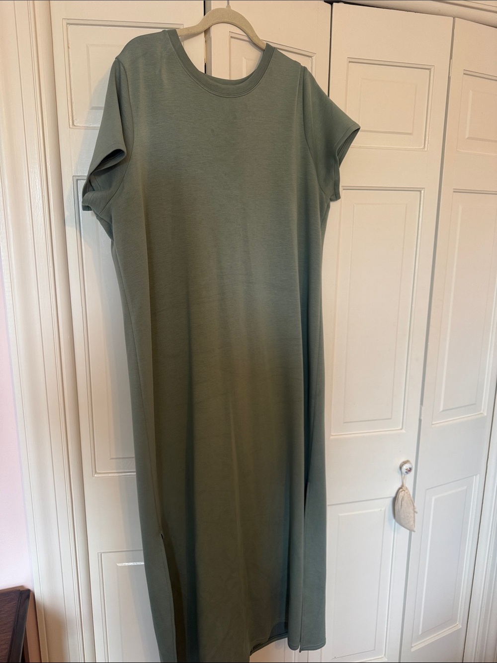 Spanx Air Essential Relaxed Short-Sleeve Maxi Dress in Sage Green- 2X